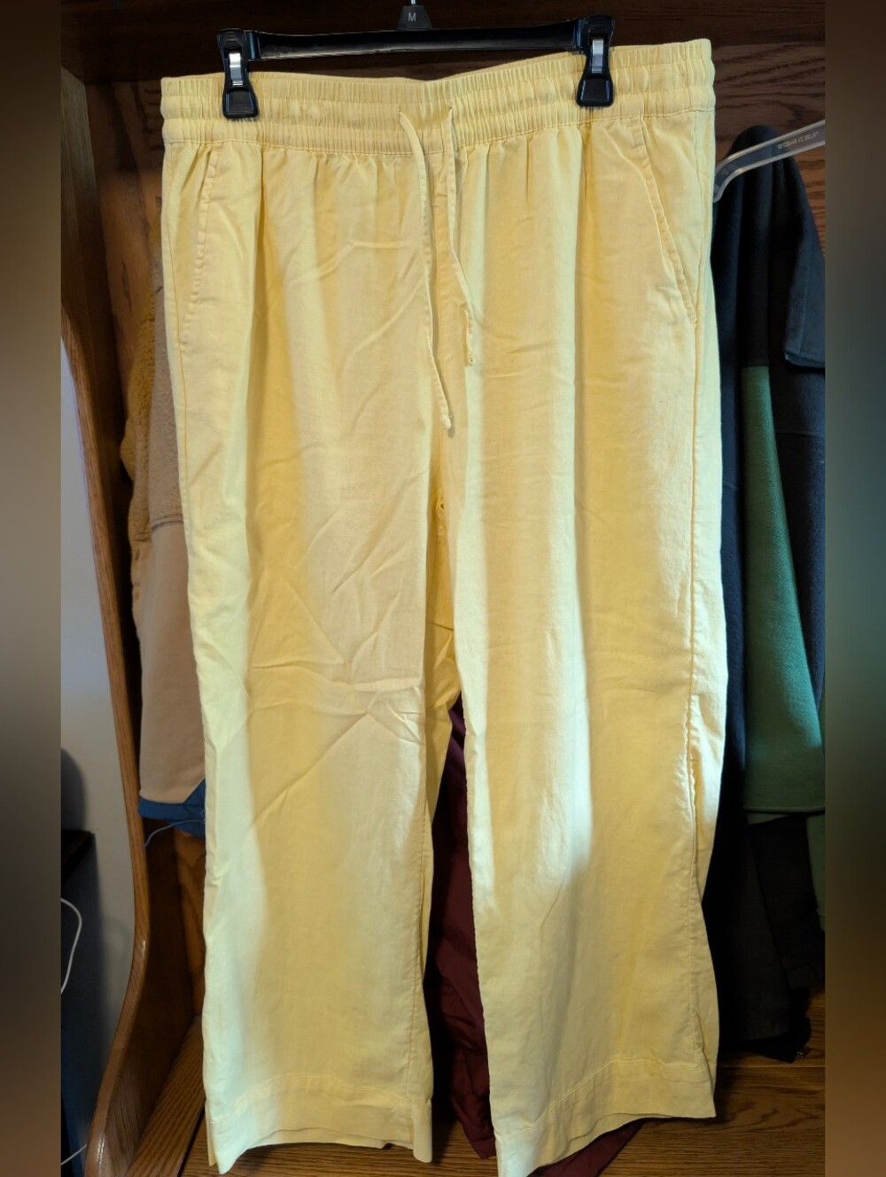 Time and Tru Yellow Drawstring Wide-Leg Pants